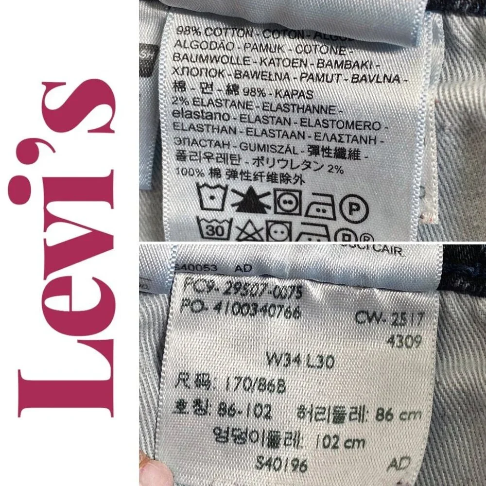 LEVI’S 502 MEN’S TAPER FIT Dark Blue Indigo‎ Wash Jeans, Size 34x30
